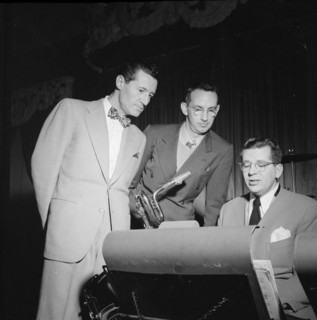 Portrait of Ray McKinley, Eddie Sauter, and...Hotel Commodore, Century Room, New York, N.Y., 1947. Creator: William Paul Gottlieb.