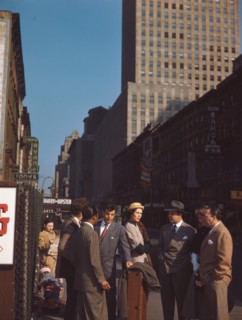 Portrait of Joe Marsala, Adele Girard, and Toots Thielemans, 52nd Street, New York, N.Y., ca. 1948. Creator: William Paul Gottlieb.