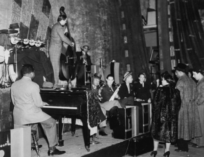 Portrait of Count Basie, Ray Bauduc, Bob Haggart, Harry Edison, Herschel Evans...Washington, c1941. Creator: William Paul Gottlieb.