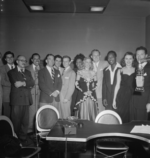 Portrait of Johnny Desmond, Martin Block, Cab Calloway, Georgie Auld..., WMCA, New York, N.Y., 1947. Creator: William Paul Gottlieb.