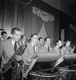 Portrait of (Robert) Dean Kincaide, Bill Ainsworth, Ray Beller, Peanuts Hucko...N.Y., ca. Jan. 1947. Creator: William Paul Gottlieb.