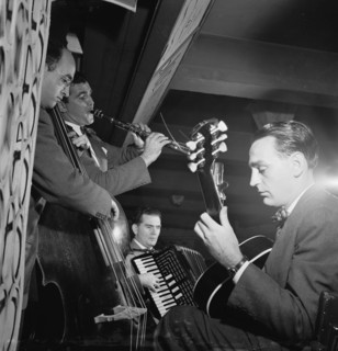Portrait of Joe Mooney, Andy Fitzgerald, Gaeton (Gate) Frega..., Dixon's Steak House(?), N.Y., c1946 Creator: William Paul Gottlieb.