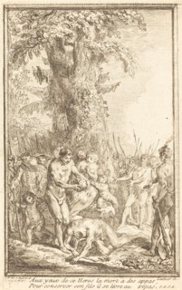 Heroic Act of a Father Who Sacrifices for His Son (Trait heroique d'un pere qui se sacrifie...), 176 Creator: Gabriel de Saint-Aubin.