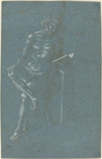 A Young Man Sitting on a Stool Reading a Book (recto); The Fall of Man (a fragment...(verso), c1450. Creators: Unknown, Domenico Veneziano.