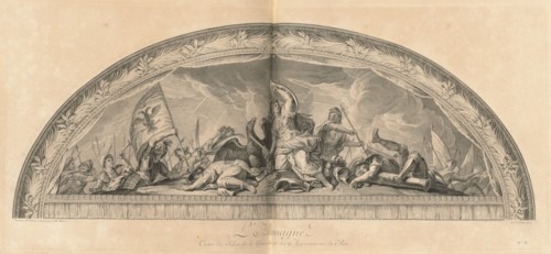 L'Allemagne Cintre du Salon de la Guerre du côté des appartemens du Roi...[pl. 37], pub 1752. Creators: Jean-Baptiste Masse, Louis Desplaces.