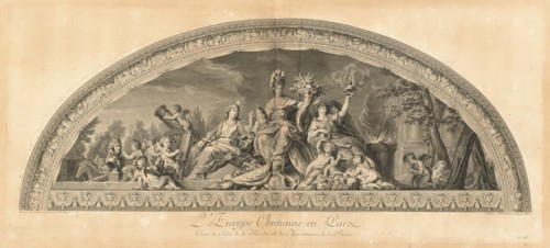 L'Europe Chrêtienne en Paix Cintre du Salon de la Paix du côté des..., [pl. 45], published 1752. Creators: Jean-Baptiste Masse, Jean Michel Liotard.