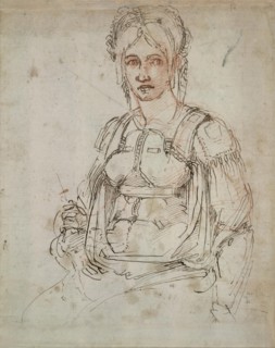 Half-length figure of a woman (Portrait of Vittoria Colonna), c. 1525. Creator: Buonarroti, Michelangelo (1475-1564).