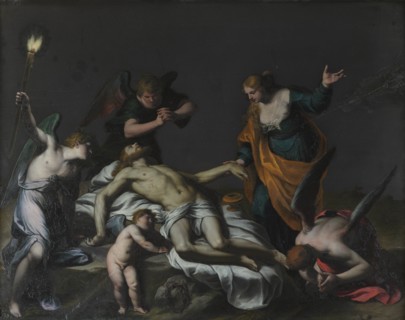 Lamentation over the Dead Christ with Mary Magdalene and angels. Creator: Turchi, Alessandro (1578-1649).