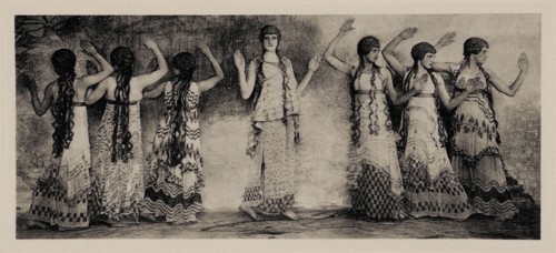 Chorus of maenads. Scene from the Nijinsky ballet "The Afternoon of a Faun", 1912. Creator: De Meyer, Baron Adolphe Edward Sigismund (1868-1946).