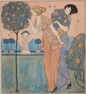 Two young ladies in the rose garden. Creator: Wegener, Gerda (1886-1940).