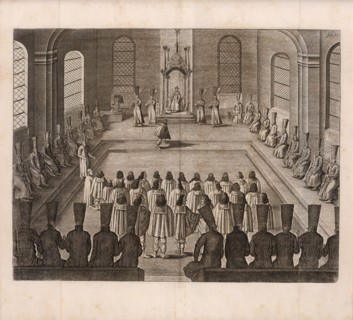The visit of the Holstein delegation to the Russian tsar in Moscow  (Illustration from..., 1634. Creator: Anonymous.