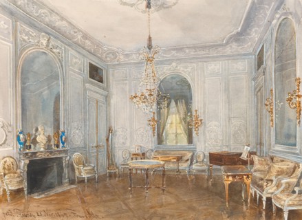 The dining room at the Petit Trianon, Versailles, 1867. Creator: Alt, Franz (1821-1914).