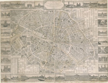 Nouveau plan de Paris (Map of Paris showing illustrations, streets, main monuments, and..., 1817. Creator: Anonymous.