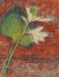 Sweetheart lilies on a red background, 1934. Creator: Rohlfs, Christian (1849-1938).