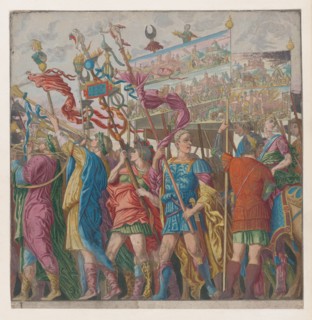 Sheet 1: Soldiers carrying banners, from The Triumph of Julius Caesar, 1599. Creator: Andreani, Andrea (c. 1540-after 1610).