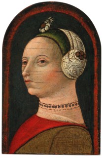 Portrait of Bianca Maria Visconti Sforza (1425-1468), Mid of the 15th cen.. Creator: La bottega degli Zavattari (Mid of the 15th century).