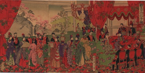 A Banquet in celebration of the New Imperial Palace , 1888. Creator: Chikanobu, Toyohara (Yoshu) (1838-1912).