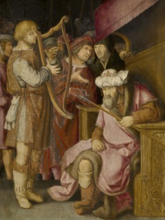 David Playing his Harp for Saul. Creator: Leyden, Lucas, van (1489/94-1533).