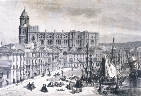 View of the Port of Malaga, 1875.  Creator: DORE, Gustavo (1832 - 1883).