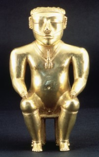Anthropomorphic figure made of gold, used as a container for lime, depicts a..., 7th-11th century. Creator: Unknown.