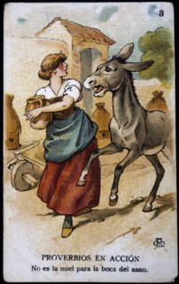 Collection of stickers 'Proverbs in action 'number 3, 1904. Creator: Mestres, Apeles (1854 - 1936).