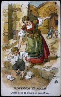 Collection of stickers 'Proverbs in action 'number 19, 1904. Creator: Mestres, Apeles (1854 - 1936).