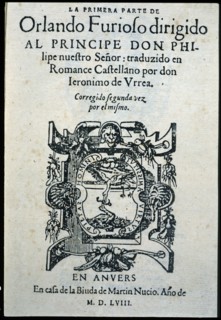 Cover of the rare edition of 'Orlando Furioso', 1557-1558. Creator: Ariosto, Ludovico (1474 - 1533).