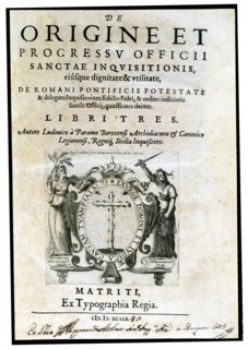 Cover of the work 'De origine et progressu officci sanctae, Inquisitionis', 1598. Creator: Paramo, Luis del.