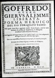 Goff'G'Goffredo overo Gerusalemme liberata', cover of the heroic poem of 1609-1611. Creator: Tasso, Torcuato (1544-1595).