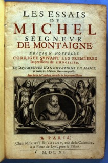 Cover of the work 'Les essais de Michel Seigneur de Montaigne', 1640. Creator: Montaigne, Michel de (1533-1592).