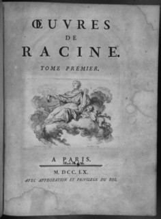 Cover of 'Oeuvres de Racine', with the plays of this author of the French Enlightenment, 1760. Creator: Racine, Jean (1639-1699).