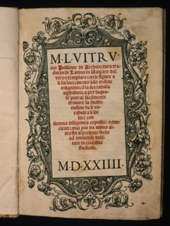 Cover of the work 'De Architecture Traducto di Latino in Vulgare dal Vero Exemplare', 1524. Creator: Vitrubio Polion, Marco (siglo I aC).
