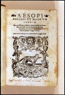 Cover of 'Aesopi phyrgis et alorium' by Aesop, 1539.  Creator: Aesop. 6th-7th century b.C..