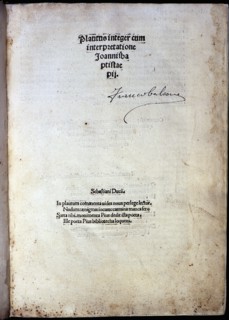 First page of 'Platus integer cum interpretatione Joanni Baptistae pii' by Plautus, 1500. Creator: Plautus (251 bC - 184 bC).