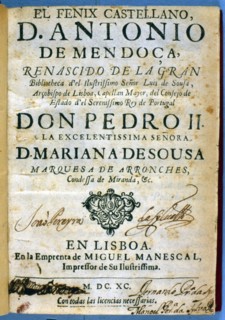 Cover of the work 'El fenix castellano' (The Castilian phoenix), 1690. Creator: Hurtado de Mendoza, Antonio (1586-1644).