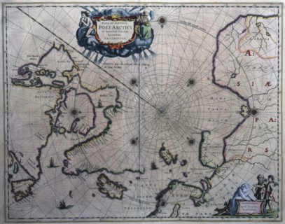Nova et Accuratta Poli Arctici et Terrarum Circum Descriptio', Map of the Arctic Circle, 18th cent. Creator: Jansonium, Ioannem (18th century).