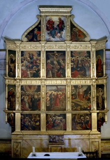 Altarpiece with scenes from the mysteries of the Rosary, located in the chapel of the Santisimo... Creator: Pere Nunyes.