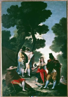 'La Maja y los embozados '(The Paseo de Andalucía), 1777. Creator: Goya y Lucientes, Francisco de (1746 - 1828).