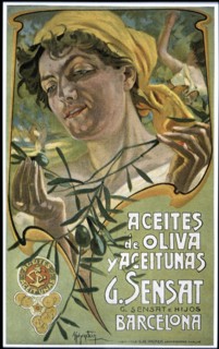 Advertising poster for G. Sensat olive oil from Barcelona, 19th century. Creator: Hohenstein, Adolfo (1854.-1928).