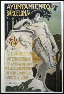 Advertising poster of the Barcelona City Council, for the 5th Art Exhibition of 1907. Creator: Llimona, Joan. (1860 - 1926).