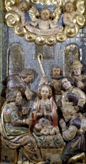 Adoration of the shepherds, from the Roser Altarpiece of the Parish Church of Torà, 1666. Creator: Generés, Josep.