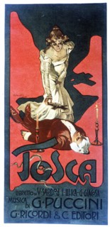 Poster for the Opera Tosca by Giacomo Puccini, 1900. Creator: Hohenstein, Adolpho (1854-1928).
