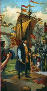 Return from Columbus on March 15, 1493 aboard the La Niña caravel to the port of Palos. . Creator: Serra Pausa, Joan (1861-1902).
