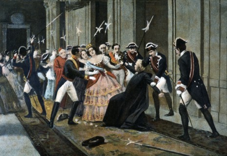 Attack against Queen Isabella II by the priest Merino on February 2, 1852. Creator: Bejar Novella, Pablo (1869-1920).