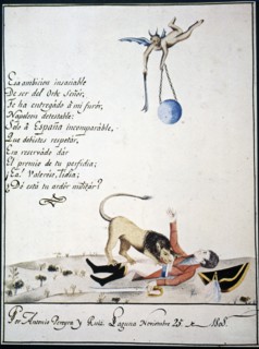 Patriotic drawing with allegories against Napoleon. Made in 1808 in the Canary Islands. Creator: Pereira, Antonio.