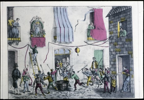 Neighborhood party in Barcelona, 1860. Creator: Puiggari, Ramón (1820-1894).