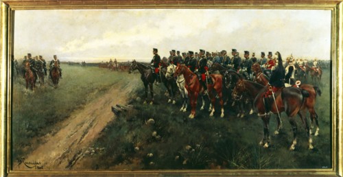 Parade in the Carabanchel maneuvering field before King Alfonso XIII, 1905. Creator: Cusachs i Cusachs, José. (1851-1908).