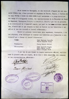 Spanish civil war, 1936-1939. Certificate of seizure of the Warehouse of Irons, Drugs and Coals'... Creator: Unknown.