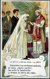 Picture card 'The scale of life'. Number 6, 1902, for the company 'Chocolates Amatller'. Creator: Mestres, Apeles. (1854-1936).