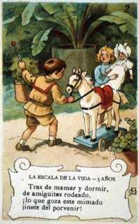 Picture card 'The scale of life'. Number 2, 1902, for the company 'Chocolates Amatller'. Creator: Mestres, Apeles. (1854-1936).